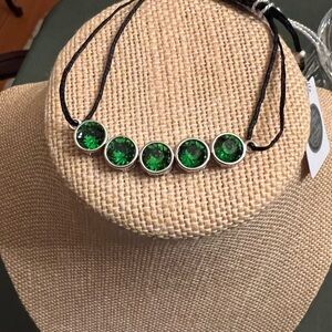 NWT Crystals From Swarovski green crystal bracelet with adjustable slidng knot